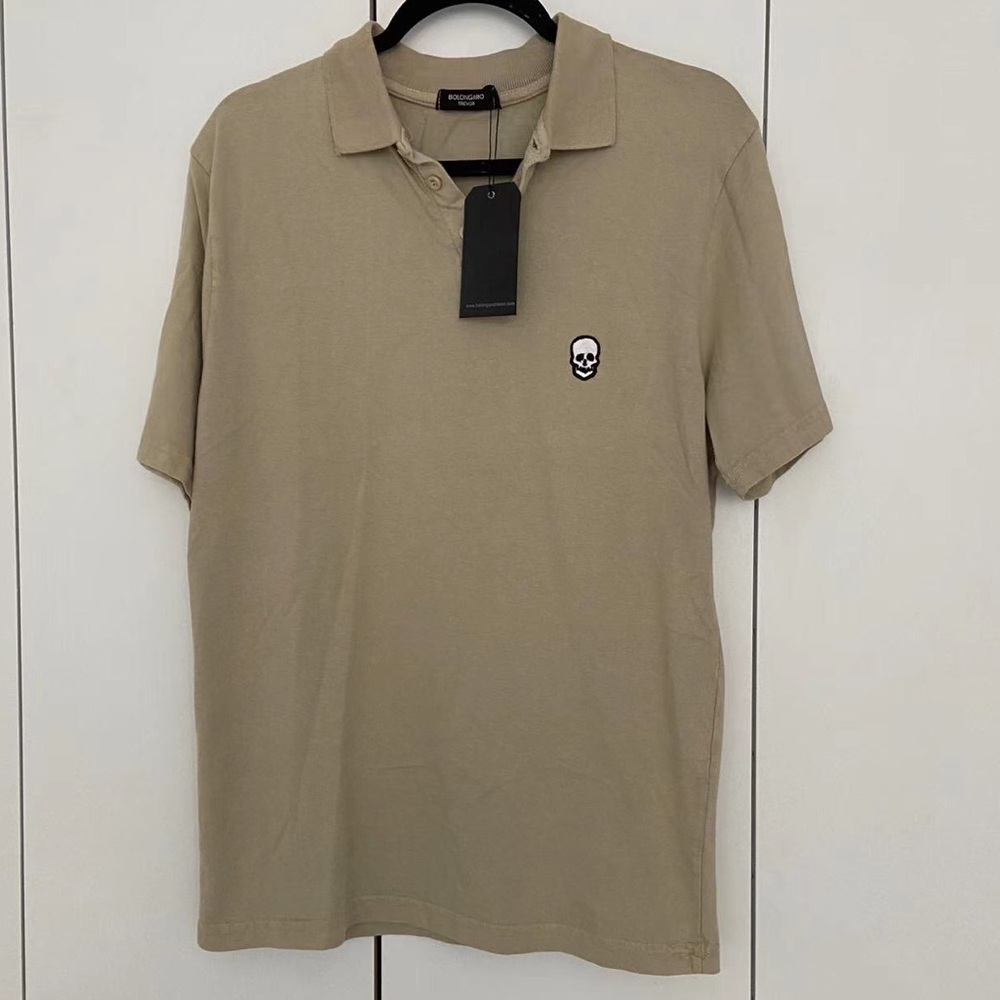 Men’s Bolongaro Trevor Skull Embroidery Stone Polo Size Medium